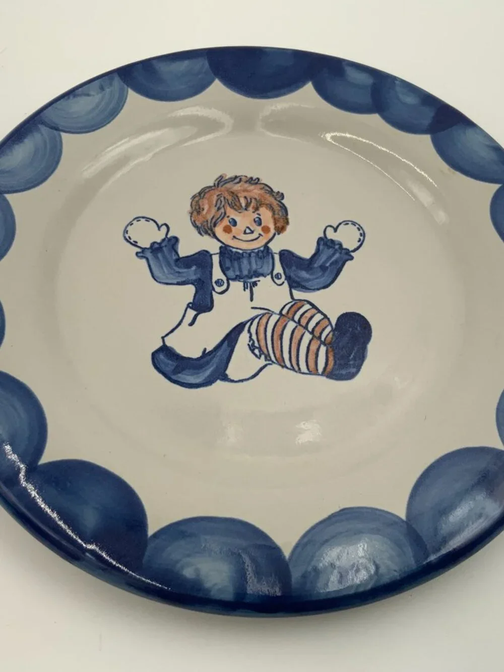 Hand Painted Louisville Stoneware Raggedy Ann Doll Vintage Plate